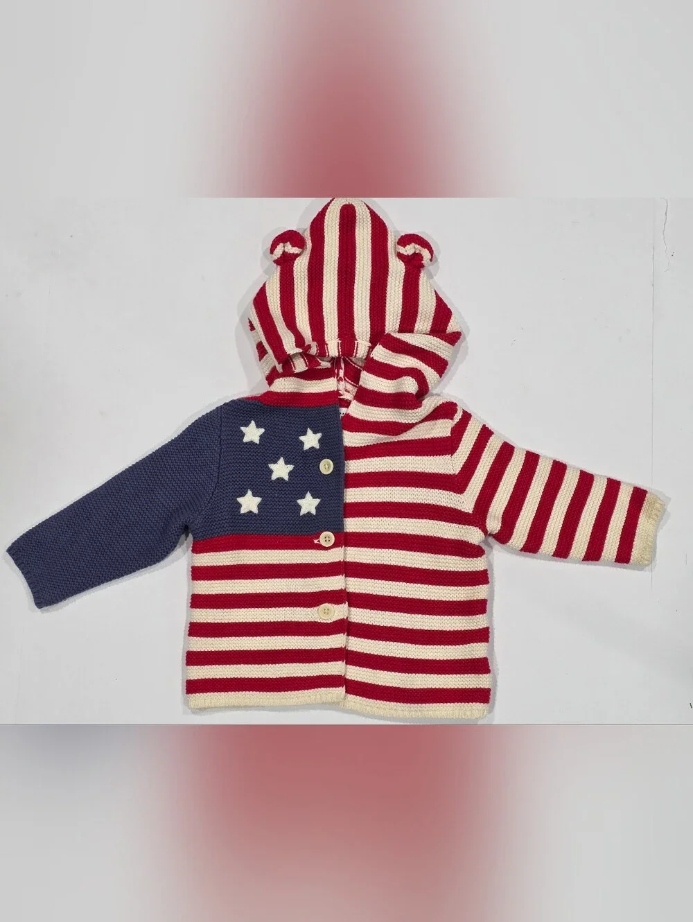 GAP Red White and Blue Striped American Flag Knit Hoodie